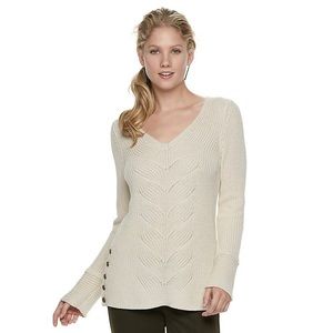 💎Sonoma cream V-neck knit sweater with buttons